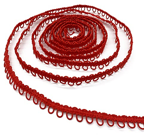 DHER 4.5 Meter Elastische Knopfloch Gestrickt Elastisches schlaufenband Rot | Knopfloch-Seil-Damenkragen-elastische Schnalle, knopflochband elastische Knopflochdekoration aus Spitze elastisches Knopfloch