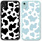 RUMDEY 2 Pack Cute Phone Cases for Apple iPhone XR Case 6.1 Inch, Fashion Cow Print Silicone Slim Soft TPU Phone Case for Women, Shockproof Bumper Cover Protective Funda para iPhone XR, Black & Blue