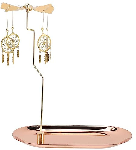 Kerzenhalterhalter Halter Drehbares Teelicht Kerzenständer Karussell Rotierendes Lichttablett Kerzenhalter Engel Deko Hochzeit Metall Kandelaber (Color : Rose Gold)