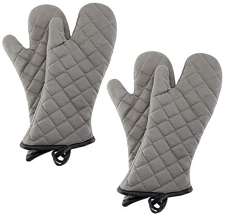 ARCLIBER Ofenhandschuhe, 2 Paar gestepptes Frottee-Baumwollfutter, extra lang, professionell, hitzebeständig, Küchenhandschuhe, 40,6 cm, Grau