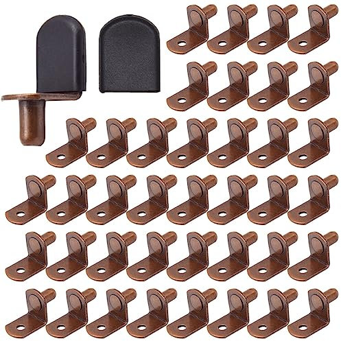 Hocansen 50 Pezzi Perni per Mensole Pioli di Supporto per Scaffale 6mm Reggimensola Perni di Supporto a Forma di L Reggimensola Pioli Staffa per Mobili per Libri (BT-L/Red Bronze)
