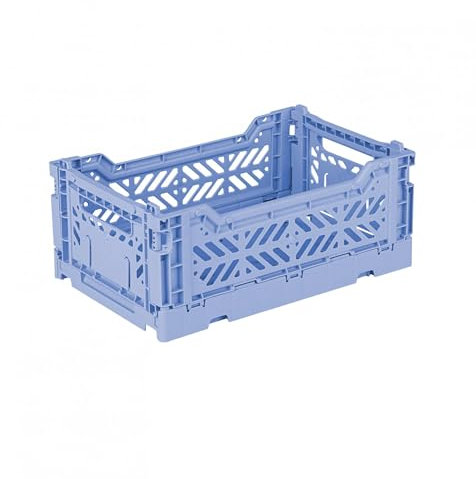 AYKASA Klappkiste, stabile Faltkiste aus Kunststoff, stapelbar, Baby Blue, Mini (27x17x11cm)