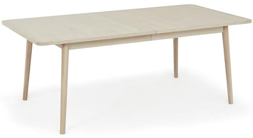 Furnhouse Nyborg Rechteckiger Esstisch 200x100 cm – Ausziehbar bis 300 cm, Weiß-geölte Eiche, Skandinavisches Design, Massivholz, MDF & Eichenfurnier, 6-10 Personen, Stabil & Modern