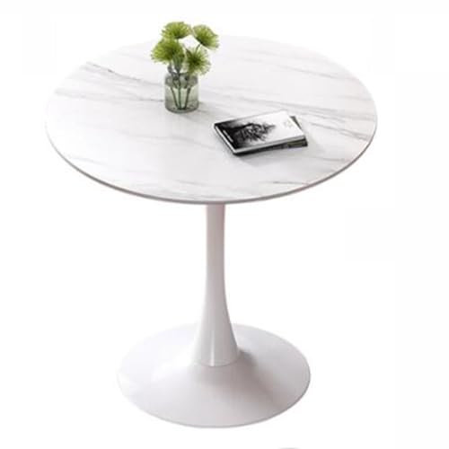 Marmor Essen Tisch Modern Runden Tulpe Küchentisch Für Sockel Aus Metall Mitte des Jahrhunderts Freizeittisch Für Zuhause Esszimmer Cafe(Size:60cm,Color:Weiß)