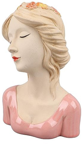 Ceramic Face Vase,Face Vase Lady Head Vase Ceramic Vase Face Vases Decorative Modern Style Shy Girl Flower Lady Head Vase for Unisex Plants Lover(pink)