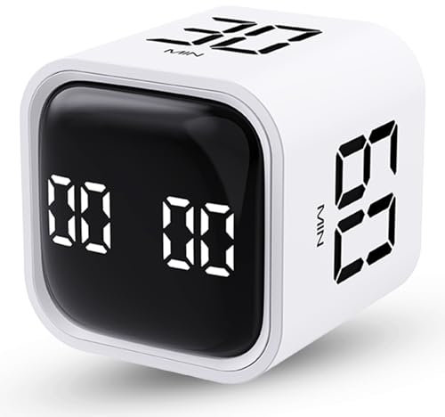 Minuteur Pomodoro, Cube Timer, Minuteur de Productivité avec Comptes à Rebours 5/10/30/60 Min, Muet, Vibration et Son, minuteur Rechargeable pour Études, Bureau, TDAH