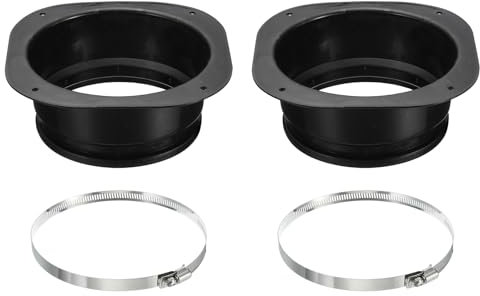 PATIKIL 6 Duct Connector Flange, 2 Pack Dryer Vent Wall Plate Square to Round Straight with Clamp for Air Heating Cooling Ventilation Exhaust Fan, Black