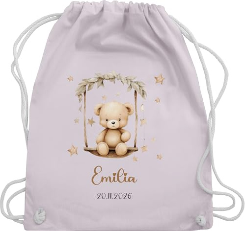 Turnbeutel Rucksack - Süßer Bär Bären Geschenk mit Name - Unisize - Pastell Rosa - personalisierte beutel kinder kindergarten wechselbeutel bear teddy tasche kindergartenrucksack bärenmotiv