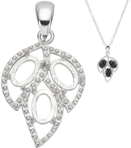 PH PandaHall Colgante de plata de ley 925 con bisel en blanco, bandeja de marco de bisel con parte trasera abierta, soporte de piedras preciosas para cabujón, gemas para bricolaje, collares, joyas,