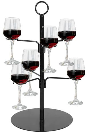 OUGPIU Champagne Display Stand,Cocktail Drinks Tree Stand 2 Tiers 6 Holders Metal Champagne Tower Stand Wine Glass Drink Cup Shelves Rack for Beverage Cocktails Martini Margarita Bar Party