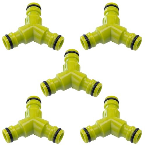 AERZETIX - C76732 - Set di 5 Connettore raccordo 1/2'' in Y a 3 vie per tubo irrigazione - adattatore separatore rapido per 3 tubi da giardino - in plastica ABS