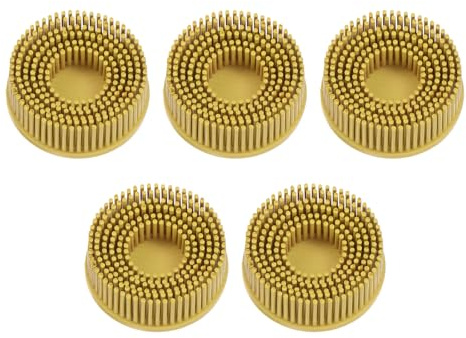 uxcell 5pcs Bristle Disc 2 80 Grit Abrasive Brush Deburring Electric Disc Brush with Quick Change Roll Lock Abrasive Coating Removal Disc for Metal, Yellow