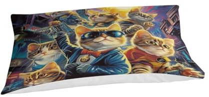 GQmoney Bettwäsche-Set mit 3D-Druck, Super_Kitties, Bettbezug, Bettwäsche-Set mit Druck, Bettbezug-Set mit Kissenbezügen, Einzelbett (135 x 200 cm)