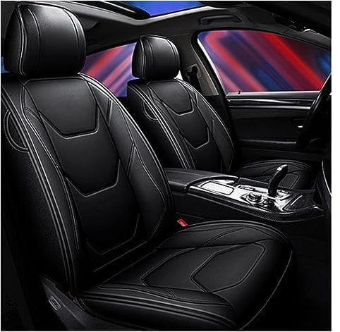 DKPMWD Auto-Sitzbezug Universal Leder Autositzbezug Für Mercedes Für Benz EC CLS SAB CLK SLK G GLS GLE GL ML GLK GLA CLA Klasse Schutz Zubehör Autositzbezüge(Schwarz)