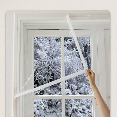 Fenster Isolierfolie Transparente,Kälteschutz Fenster Isolierung Schutz-Vorhang, Winddichte Staubdicht Fensterisolierung,Selbstklebend,Wiederv Erwendbar (160cm x 200cm)