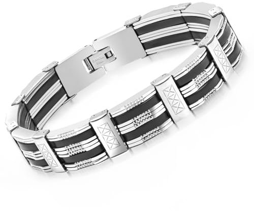 Zoruam Bracelet Homme Argent, Bracelet Ado Garcon pour Hommes Garçons, Acier Inoxydable Gourmette Homme 8.3 in/21cm Bijoux Homme Cadeau pour Papa Fils Frère Mari