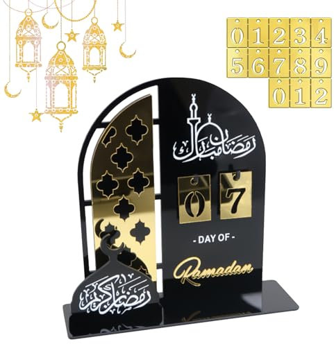 ARTGUTS Ramadan Kalender,30 Tage Countdown zum Ramadan Festkalender, Ramadan Kalender aus Acryl, DIY Ramadan Festkalender, perfekt für Zuhause und als Geschenk, Ramadan Mubarak Dekoration
