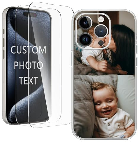 Cliffora personalisierte Handyhülle mit 2 Fotos – iPhone 16/15/14/13/12/11, handyhülle mit Foto, Magsafe kompatibel, selbst gestalten & kreatives Geschenk, inkl. 2 Gratis-Panzergläser