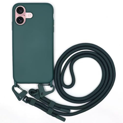 GoodcAcy Custodia Compatibile con Xiaomi Poco F6, Custodia da Collo per Smartphone,Cover con Cordoncino da Indossare Cordino Laccio Morbido Silicone Necklace Bumper Xiaomi Poco F6 Case - Verde Scuro