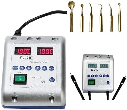 Calentador de Cera Dental Eléctrico, Cuchillo Eléctrico para Grabado Molde de Cera de Laboratorio + Lápiz de Dos Puntas + 6 Puntas de Cera, Para Esculpir la Cera con Cera