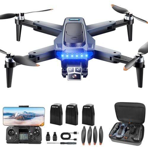 P17 Drone avec Caméra 4K pour Adultes GPS Professionnel à 3 Caméras, Moteur sans Balais, Fonctions Suivez-moi & Retour Auto, Wi-Fi 5G, Léger (<249 g) avec 3 Batteries(Standard)