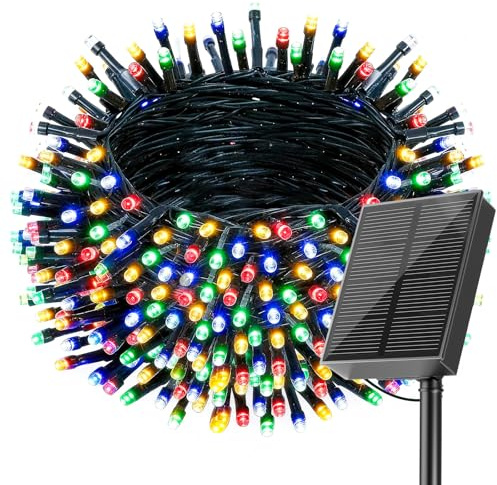 SOLARBABY Solar Lichterkette Aussen,22M 200 LED Bunt Lichterkette Außen Solar Weihnachtsdeko Außen 8 Modi Solarlichterkette Outdoor Wetterfest für Garten Bäume Terrasse Balkon Dekorationen