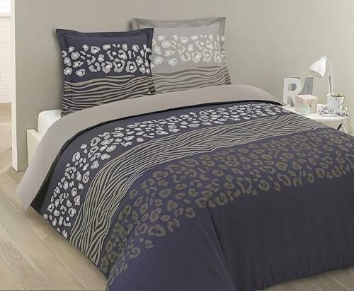 Vision - Wendebettwäsche Wild – Bettbezug 240 x 220 cm mit 2 Kissenbezügen für Doppelbett – 100 % Baumwolle – Ökotex zertifiziert