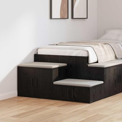 Hoopleep Badschrank Schwarz Eichen-Optik, 103x41x40 cm, Holzwerkstoff, moderner Nachttisch mit Tür, Beistelltisch für Schlafzimmer Aufbewahrung, langlebige Möbel