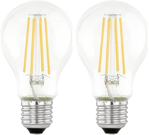 EGLO E27 LED Lampe Tag & Nacht, Glühbirne mit Sensor, Vintage-Leuchtmittel mit Bewegungsmelder und Nachtlicht, 7 Watt (entspricht 60 Watt), 806 Lumen, warmweißes Licht, 3000 K, A60 Glühlampe, Ø 6 cm