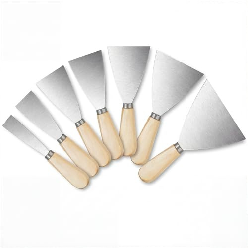 Wallpaper Scraper Set 7 Pcs | 7 Pcs Wallpaper Scraper Set with 1.5-5 inch blades, ideal for paint removal, drywall, and putty.