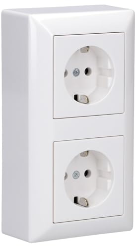 JUNG Serie AS 2x SCHUKO Steckdosen Aufputz-Set | mit 2x A1520WW SCHUKO Steckdose, AS582AWW Aufputz-Kappe 2-fach