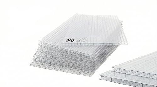 Polycarbonat Doppelstegplatten & Hohlkammerplatten 4mm Transparent UV-beständig – 700g/m² Stegplatten Wetterfest für Gewächshaus & Überdachung – Bruchsicher & Lichtdurchlässig (5er Set, 695 x 1200 mm)