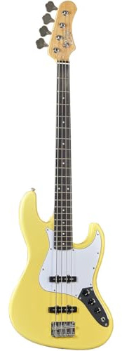EKO GUITARS - VJB-200 Cream, Basso Elettrico 4 Corde, Corpo in Pioppo, Manico in Acero, Tastiera 21 Tasti in Resina Eko WPC, Colore Cream