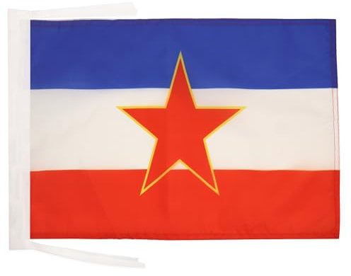 AZ FLAG - Drapeau Yougoslavie - 45x30 cm - Pavillon Yougoslave 100% Polyester Avec Deux Cordelettes - 20g