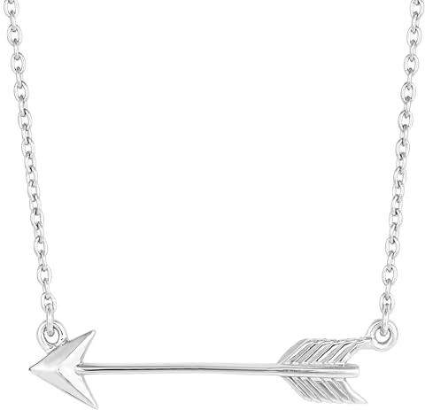 Halskette mit seitlichem Pfeil aus Sterlingsilber, 45,7 cm, Metall, Diamant