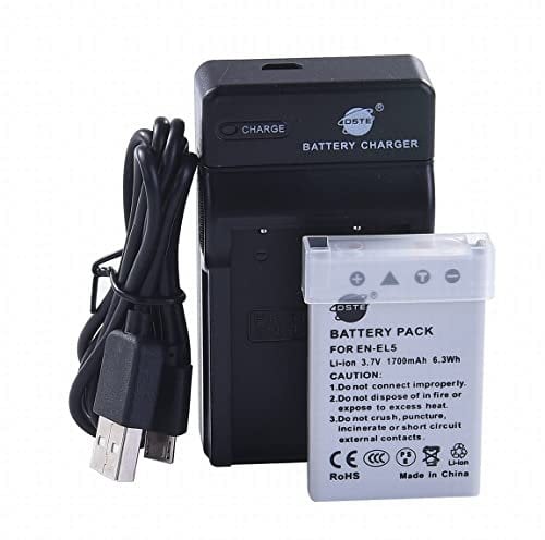 DSTE en-EL5 Li-ION Batterie et Chargeur USB Costume Compatible pour Nikon Coolpix P510 P520 P530 P5100 P6000 S10 P3 P4 P80 P90 P100 P500