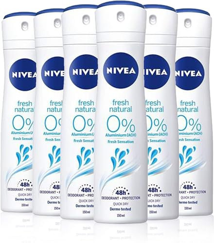 Nivea Spray Fresh Natural Déodorant 0% Aluminium – 6 Boîtes x 150 ml – Total : 900 ml