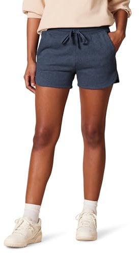 Amazon Essentials Damen Fleece-Shorts mit Taschen, Marineblau Heidekraut, L