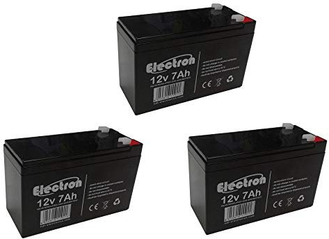 3 X batería Plomo Recargable 12 V 7Ah 20hr para antirrobo, alarmas UPS lámparas de Emergencia Juguetes Peg, GHz, AH 7,5ah