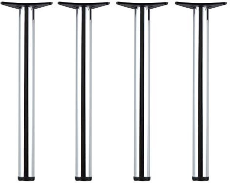 KingSaid 4Pcs Adjustable Breakfast Bar Legs 870-890 * 60mm Chrome Worktop Support Table Leg