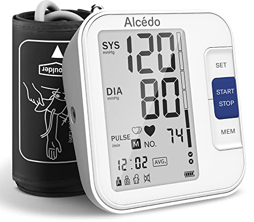 Alcedo Blood Pressure Monitor for Home Use, Automatic Digital BP Machine with Large Cuff for Upper Arm, LCD Screen, 2x120 Memory, Talking Function