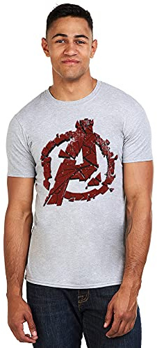 Marvel Men's Avengers Cracked T Shirt, Grey (Grey Marl Spo), M UK