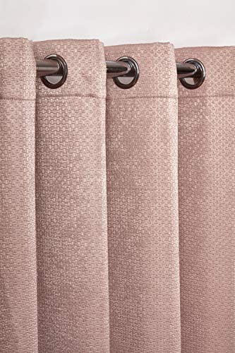 Emma Barclay – 3D Embossed Blackout Curtains for Bedroom Living Room Thermal Insulated Woven Eyelet Blackout Curtains With Reflective Reverse Weave Ambiance Collection (46” x 72” Inch)(Blush Pink)
