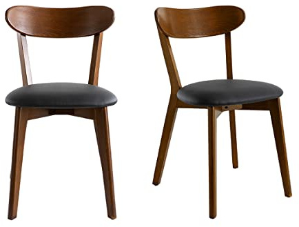 Miliboo Stühle Vintage Dunkles Holz und Schwarze Sitzfläche (2er-Set) Dove