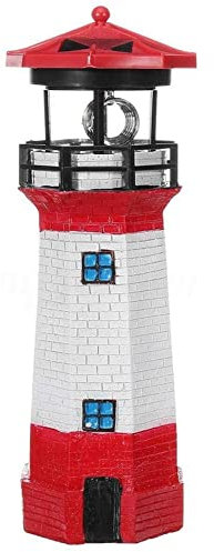 Traditional Solar Powered Garden Decorative Lighthouse With Rotating LED,Solar Lighthouse Solar Resin Windmill Garden Light Tower, Waterproof Nautical Style Garden Lamp For Party Terrace Patio Pathway