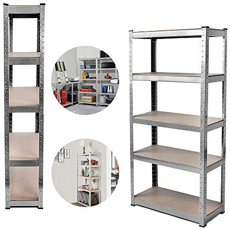 Etagère de Rangement Etagère Charge Lourde Métallique à 5 Niveaux Capacité Totale de 875 kg (175 kg par Tablette) - 200cm x 100cm x 50cm Galvanisé