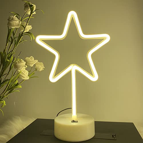 Star Neon Light LED Neon Sign Neon Light Sign Warm White Neon Lights Battery/USB Powered Neon Night Light Neon Christmas Lights Neon Lights for Bedroom Light Up Neon Sign for Party Bar Wedding