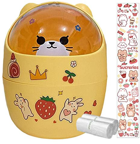 LOVIVER Mini Poubelle avec Couvercle Bureau Maison Chambre Poubelle Poubelle Poubelle Organisateur comptoir Bureau Chambre d'enfants Poubelle, Jaune