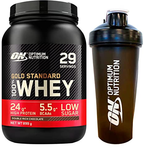 Optimum Nutrition Gold Standard 100% Whey Proteine con Aminoacidi Doppio Cioccolato 899g 29 Porzioni + Shaker