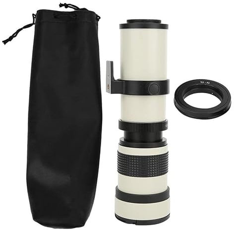 420-800MM Super-Telezoom-Teleskopobjektiv, Weiß F/8.3-16 Teleobjektiv mit vollständiger manueller Fokussierung, Telezoomobjektiv für Fernaufnahmen für Nikon F für Sony Om EF-S Halterung (for Nikon)
